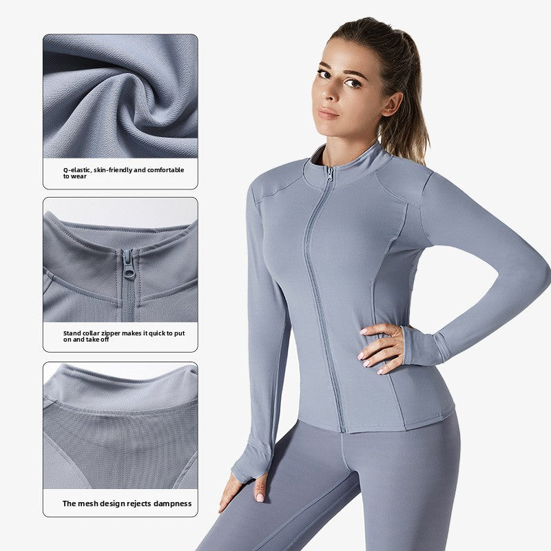 Summer Sportswear, High Waist Skinny Yoga Jacket - Breathable Long Sleeve Running Fitness Clothing