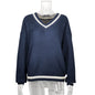 2025 New Deep V Neck Loose Knit Sweater Elegant Off Shoulder Womens Fashion Top