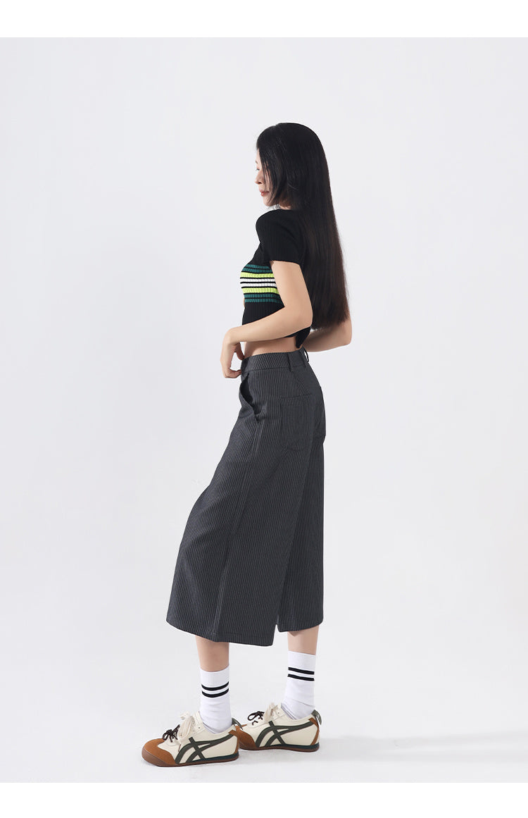 Spring And Summer Straight Striped Pants For Women