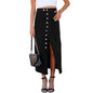 Women's Button Irregular Slit Midi Dress