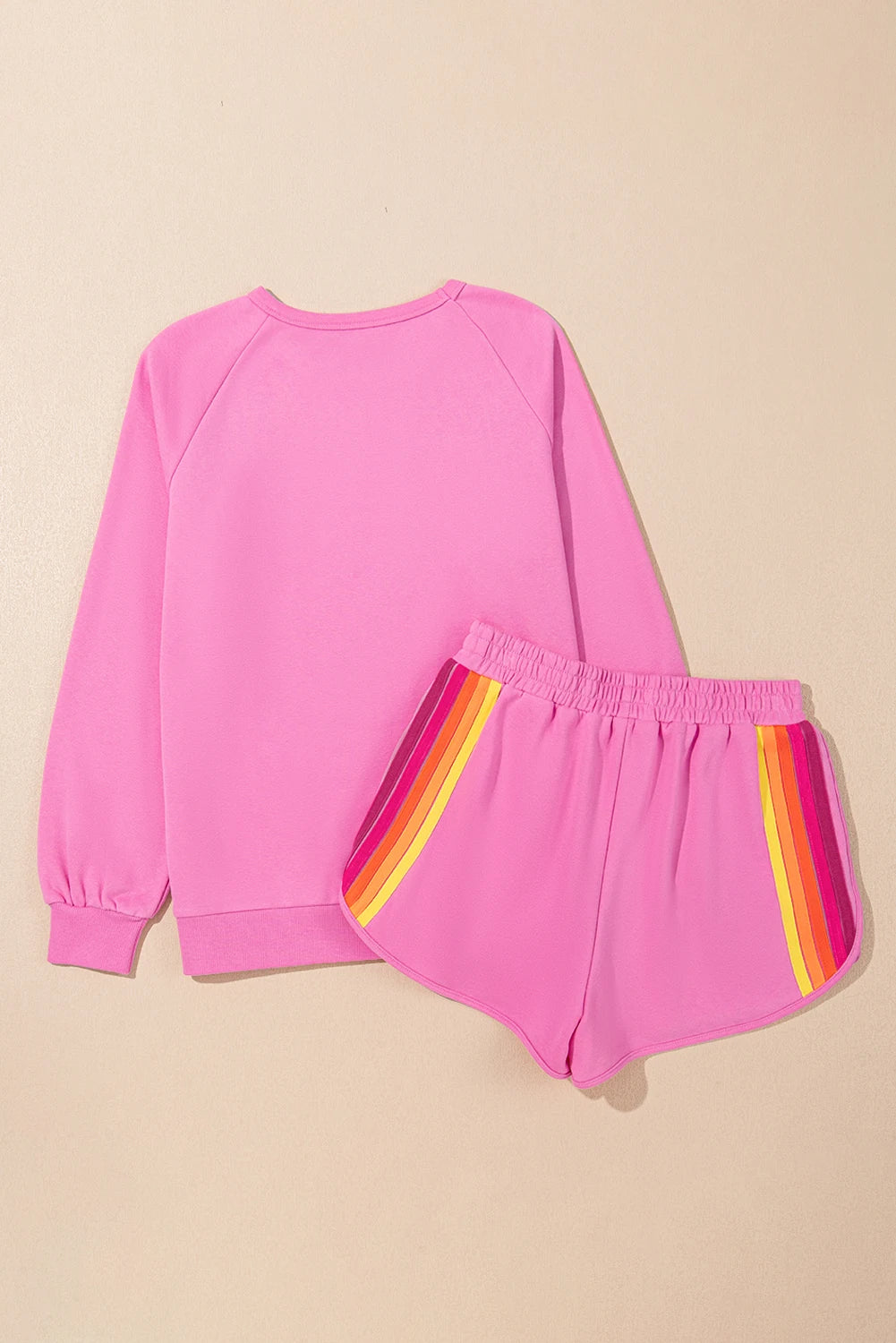 Dear-Lover US Warehouse No Import Charges Wholesale Bonbon Striped Accent Pullover and Shorts Two Piece Casual Set