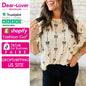 Dear-Lover US Warehouse No Import Charges Wholesale Bow Print Puff Short Sleeve Top Blouse for Women Lady Casual