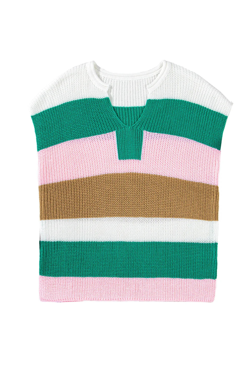 Dear-Lover US Warehouse No Import Charges Light Blue Color Block Notch V Neck Sweater T Shirt