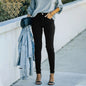 Hot Sale Black Full-Length Skinny Pencil Denim Jeans Pants for Women Moms High Stretch Elegant Elastic Legging Casual for Summer