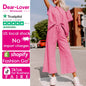 Dear-Lover US Warehouse No Import Charges Strawberry Pink Textured Loose Fit T Shirt and Drawstring Pants Set