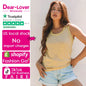 Dear-Lover US Warehouse No Import Charges Wholesale Lady Fashion Summer Tan Metallic Sheen Edge Scoop Neck Women Tank Top