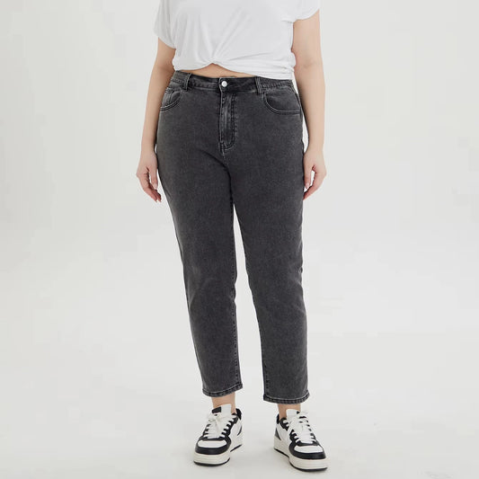 China Manufacturer's Oversize Black High Waist Straight Soft Loose Simple Denim Jeans Pants for Women Summer Washable Solid