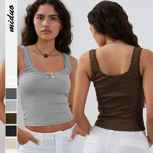 European and American women's clothing Spice Girls suspender vest new lace pure desire wind top bottoming knitted sweater fashion