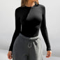 2025 New Y2K Ribbed Round Neck Long Sleeve T Shirt Women Slim Fit Crop Top Pure Desire Fashion