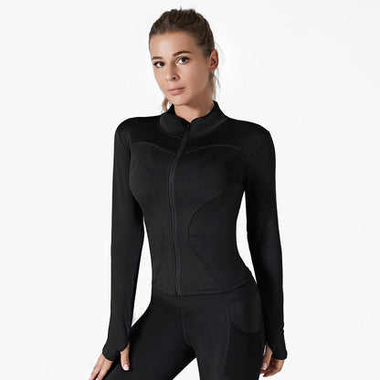 New outdoor dry slim women long-sleeved sweat-absorbing sunscreen jacket high waist elastic pants fitness sports yoga suit set
