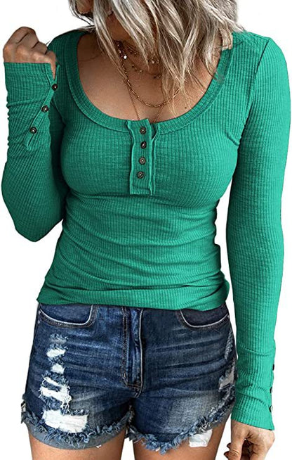 Women’s Knotted Button Cardigan Tunic - Fall 2025 V-Neck Long Sleeve T-Shirt Top | Casual Everyday Wear for Autumn Fashion