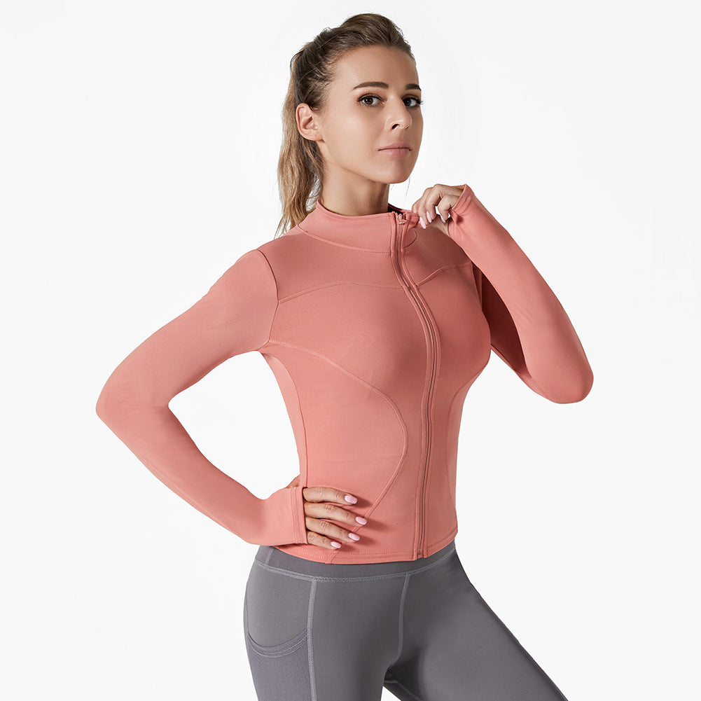 New outdoor dry slim women long-sleeved sweat-absorbing sunscreen jacket high waist elastic pants fitness sports yoga suit set