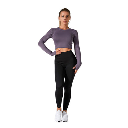 Women Summer Long Sleeve Quick Dry Yoga Set Fitness Running Top Pants Workout Clothes