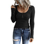 Women’s Knotted Button Cardigan Tunic - Fall 2025 V-Neck Long Sleeve T-Shirt Top | Casual Everyday Wear for Autumn Fashion