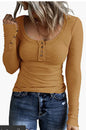 Women’s Knotted Button Cardigan Tunic - Fall 2025 V-Neck Long Sleeve T-Shirt Top | Casual Everyday Wear for Autumn Fashion