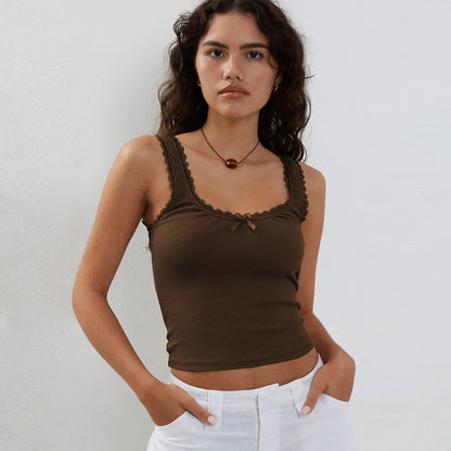 European and American women's clothing Spice Girls suspender vest new lace pure desire wind top bottoming knitted sweater fashion