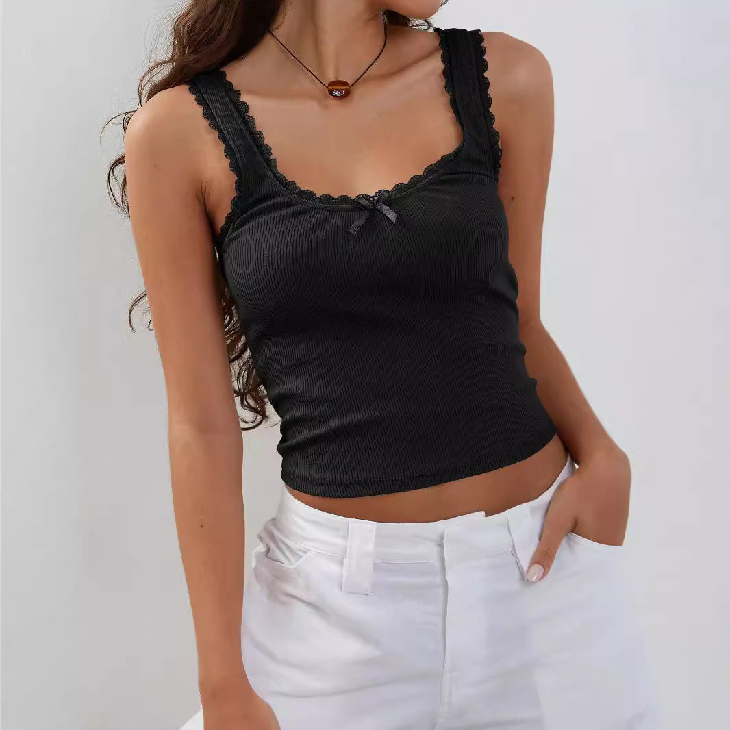 European and American women's clothing Spice Girls suspender vest new lace pure desire wind top bottoming knitted sweater fashion