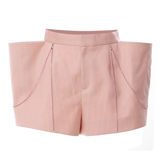 Rhinestone Strip Domineering Exaggerated Style Crisp Neutral Shorts Hot Pants Women