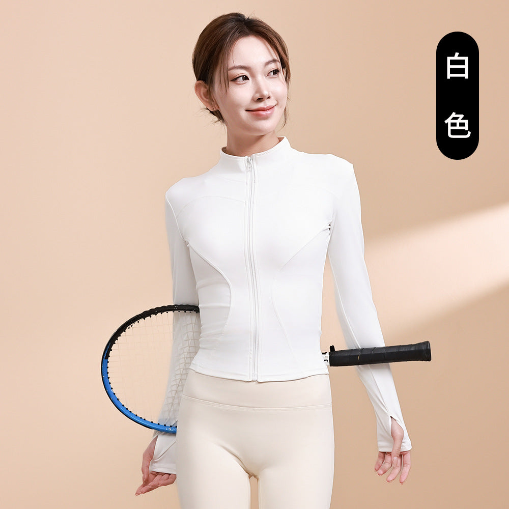 New outdoor dry slim women long-sleeved sweat-absorbing sunscreen jacket high waist elastic pants fitness sports yoga suit set