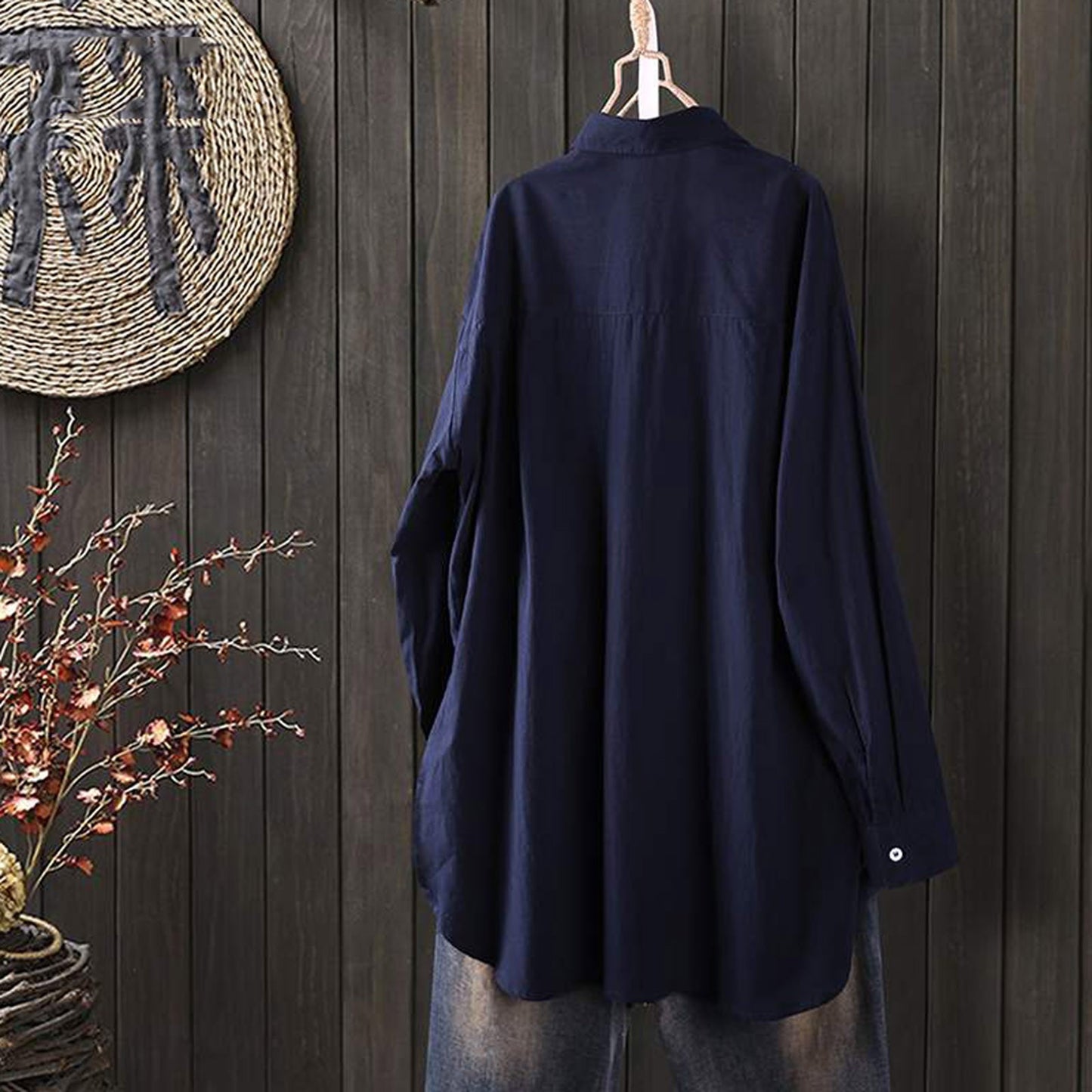 Fashionable Women’s Long Sleeve Button-Down Shirt - Relaxed Fit Irregular Hem for Summer Autumn Winter Work & Casual Wear