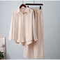Fall winter 2025 outfits Knit crepe pants sets Comfortable women’s 2-piece sets Loose fit shirt and pants combo Stretchy fall apparel