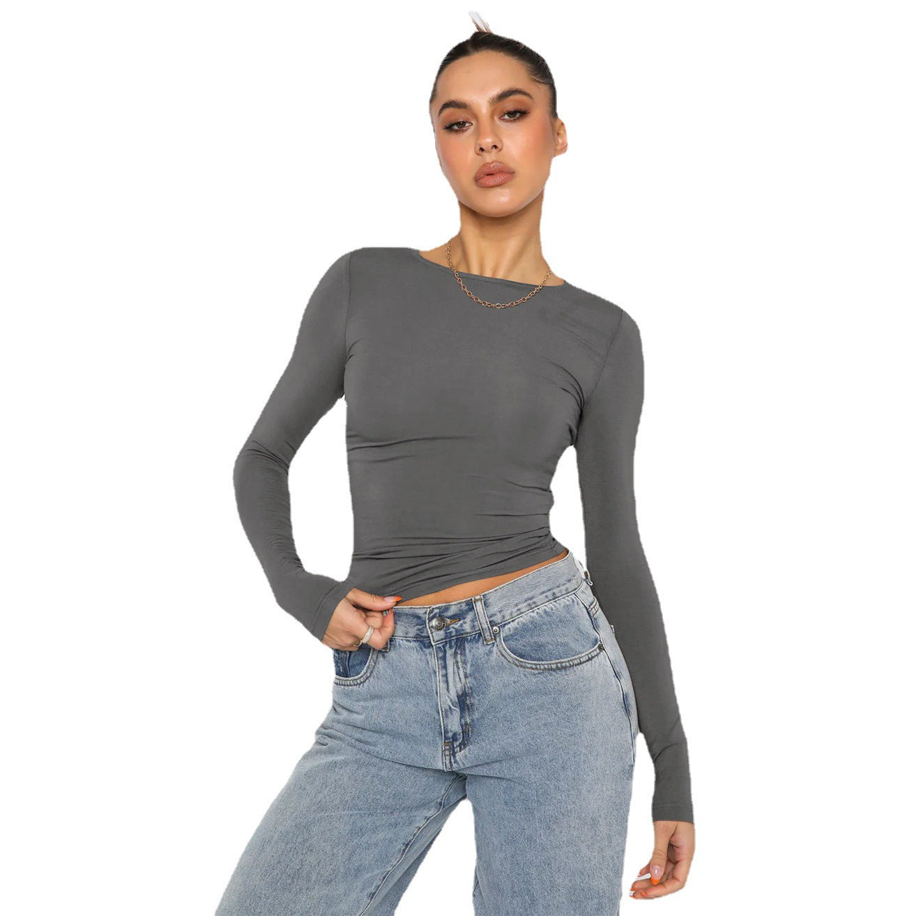 women's 2025 Y2K Vacuum (Absorb) Long Sleeve Knit Crop Top Dress: Perfect for Casual and Outdoor Activities
