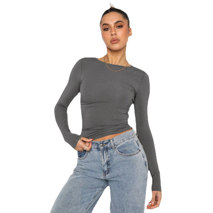women's 2025 Y2K Vacuum (Absorb) Long Sleeve Knit Crop Top Dress: Perfect for Casual and Outdoor Activities