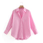 Fashionable Women’s Long Sleeve Button-Down Shirt - Relaxed Fit Irregular Hem for Summer Autumn Winter Work & Casual Wear