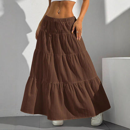 White Skirt Lace-up Large Swing Skirt Loose Long Dress