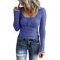 Women’s Knotted Button Cardigan Tunic - Fall 2025 V-Neck Long Sleeve T-Shirt Top | Casual Everyday Wear for Autumn Fashion