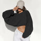 2025 Women's Cropped Round Neck Sweatshirt Long Sleeve T Shirt Workout Knit Top Casual Streetwear Fashion