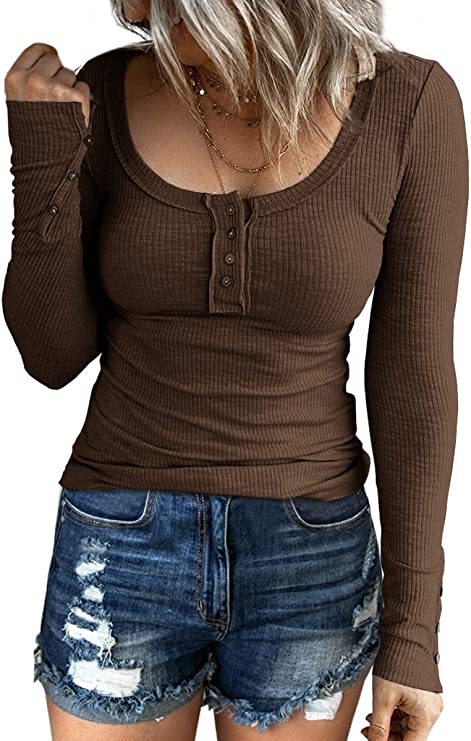 Women’s Knotted Button Cardigan Tunic - Fall 2025 V-Neck Long Sleeve T-Shirt Top | Casual Everyday Wear for Autumn Fashion
