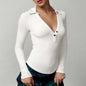 2025 new high-end women's threaded polo collar long-sleeved T-shirt slim-fit knitted sweater women's top summer high-end feeling