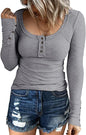 Women’s Knotted Button Cardigan Tunic - Fall 2025 V-Neck Long Sleeve T-Shirt Top | Casual Everyday Wear for Autumn Fashion