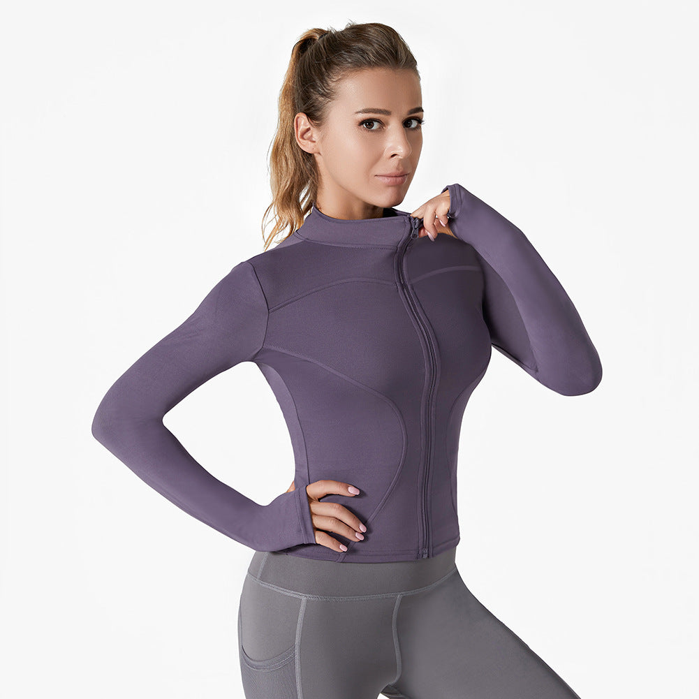 New outdoor dry slim women long-sleeved sweat-absorbing sunscreen jacket high waist elastic pants fitness sports yoga suit set