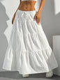 White Skirt Lace-up Large Swing Skirt Loose Long Dress