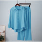 Fall winter 2025 outfits Knit crepe pants sets Comfortable women’s 2-piece sets Loose fit shirt and pants combo Stretchy fall apparel
