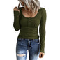 Women’s Knotted Button Cardigan Tunic - Fall 2025 V-Neck Long Sleeve T-Shirt Top | Casual Everyday Wear for Autumn Fashion