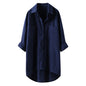 Women’s Spring Autumn Cotton Linen Shirt - Casual Button-Up Cardigan with Double Pockets, Long Sleeve Blouse for Everyday Wear