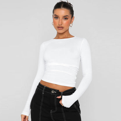 women's 2025 Y2K Vacuum (Absorb) Long Sleeve Knit Crop Top Dress: Perfect for Casual and Outdoor Activities