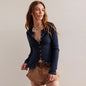 Fashion Hot Sale 2025 Women's Long Sleeve Crew Neck Button Ribbed Solid Color Autumn and Winter Warm Cardigan Jacket Women