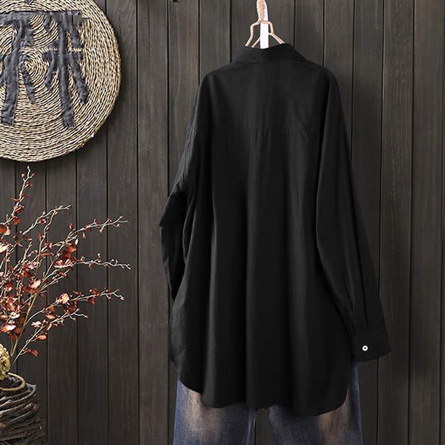 Fashionable Women’s Long Sleeve Button-Down Shirt - Relaxed Fit Irregular Hem for Summer Autumn Winter Work & Casual Wear