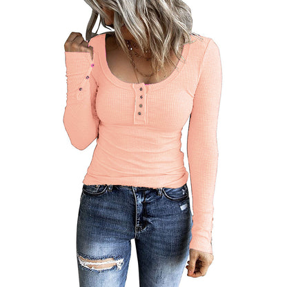 Women’s Knotted Button Cardigan Tunic - Fall 2025 V-Neck Long Sleeve T-Shirt Top | Casual Everyday Wear for Autumn Fashion