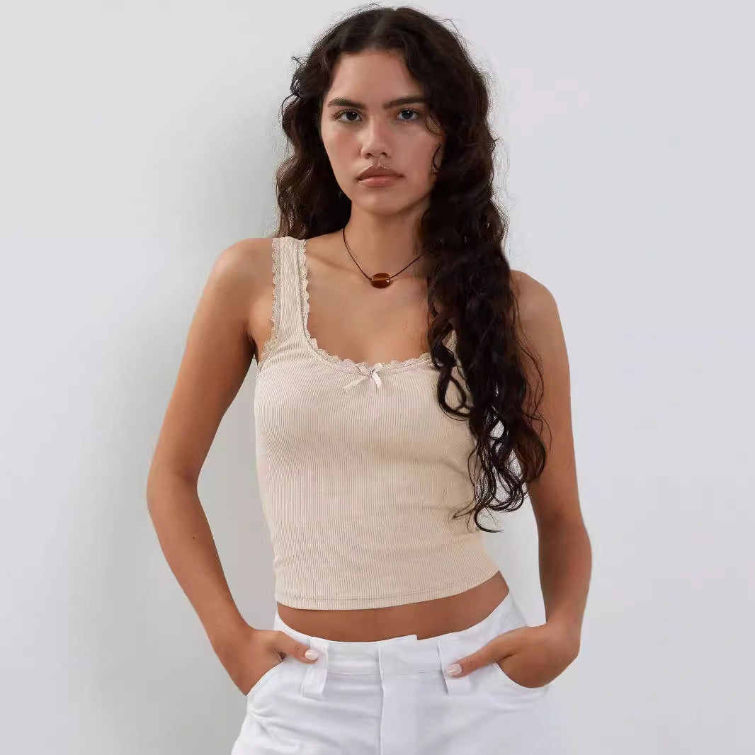 European and American women's clothing Spice Girls suspender vest new lace pure desire wind top bottoming knitted sweater fashion