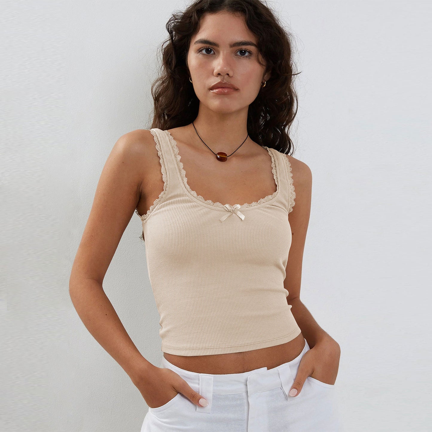 European and American women's clothing Spice Girls suspender vest new lace pure desire wind top bottoming knitted sweater fashion