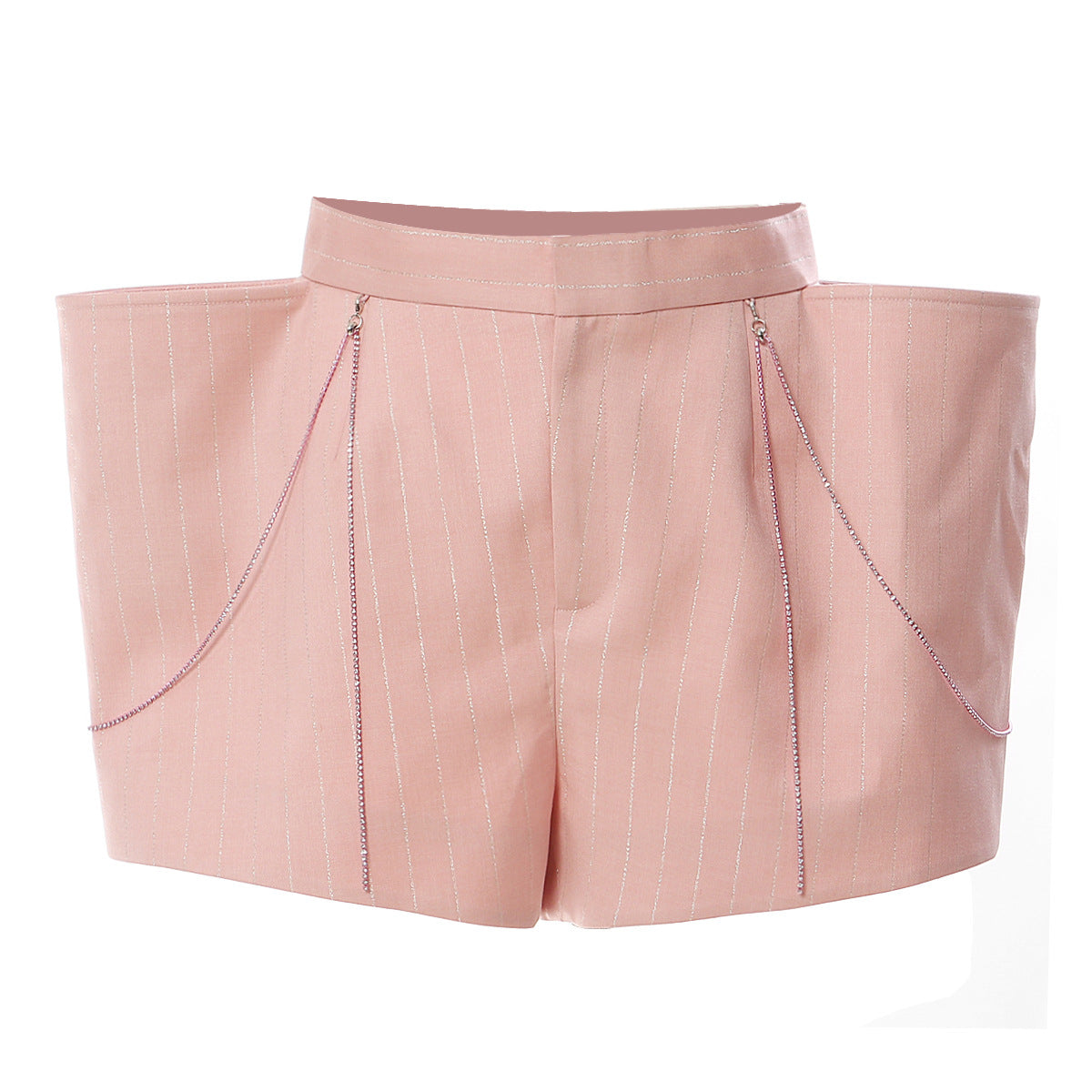 Rhinestone Strip Domineering Exaggerated Style Crisp Neutral Shorts Hot Pants Women