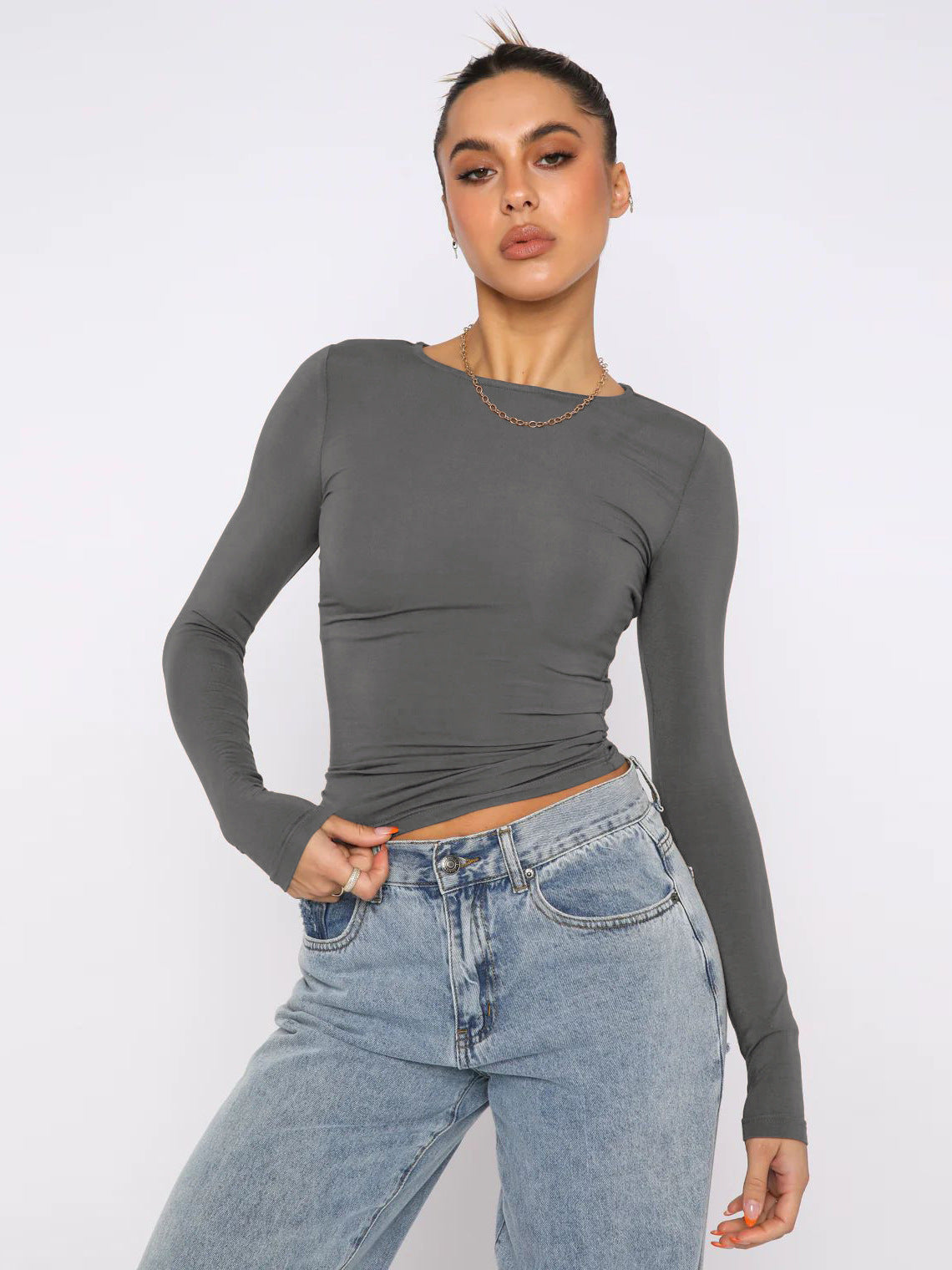 women's 2025 Y2K Vacuum (Absorb) Long Sleeve Knit Crop Top Dress: Perfect for Casual and Outdoor Activities