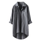 Women’s Spring Autumn Cotton Linen Shirt - Casual Button-Up Cardigan with Double Pockets, Long Sleeve Blouse for Everyday Wear