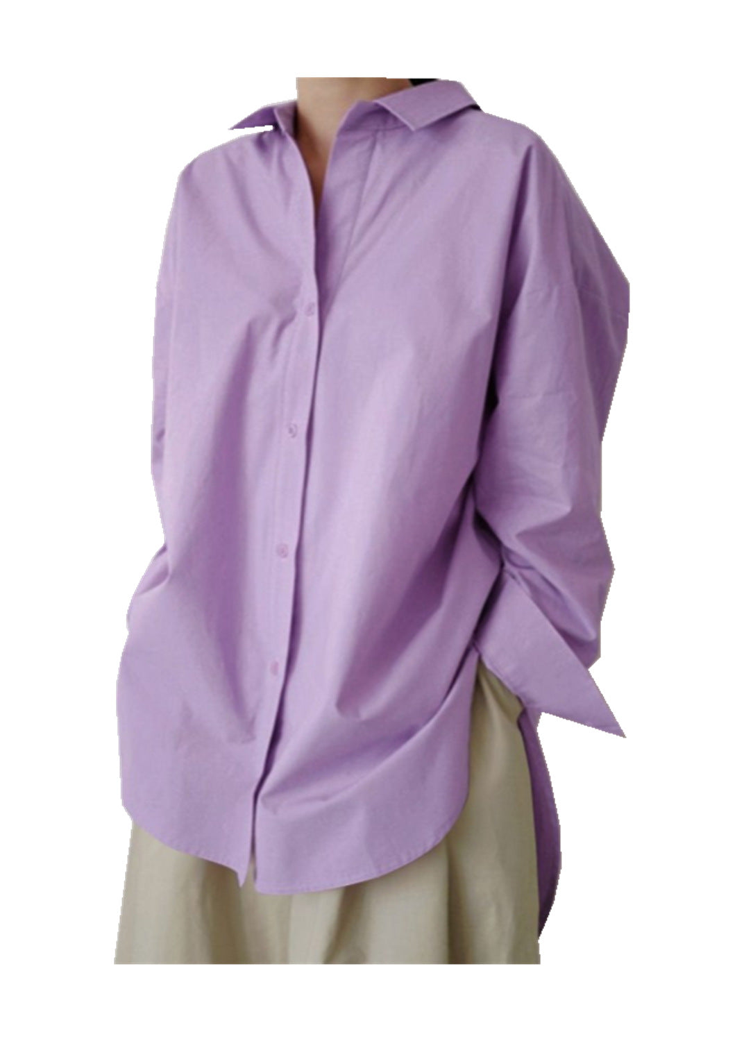 Fashionable Women’s Long Sleeve Button-Down Shirt - Relaxed Fit Irregular Hem for Summer Autumn Winter Work & Casual Wear