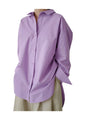 Fashionable Women’s Long Sleeve Button-Down Shirt - Relaxed Fit Irregular Hem for Summer Autumn Winter Work & Casual Wear